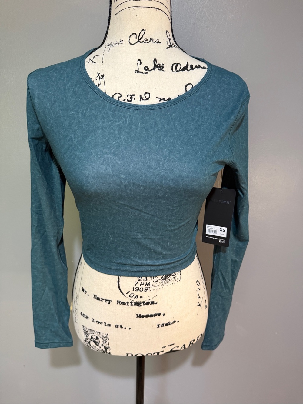 90 Degree By Reflex Teal Long-Sleeve Crop Top Sz XS NWT